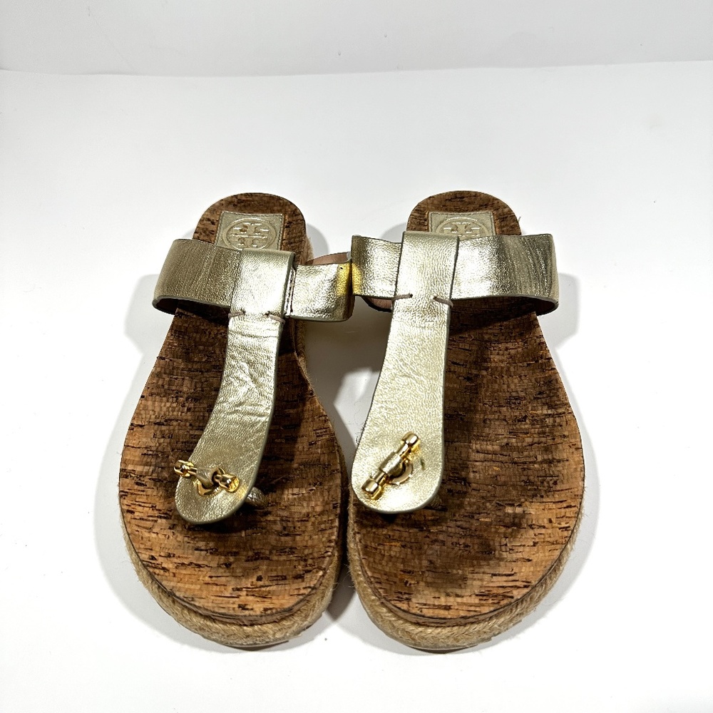 Tory Burch [ Women 8.5 ] Cork Thong Sandals in Light‎ Gold